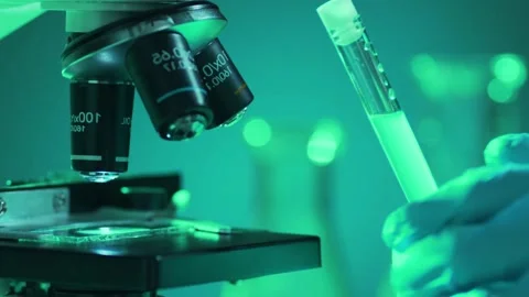 Scientific Microscope Lab Research Closeup Stock Footage 291276686