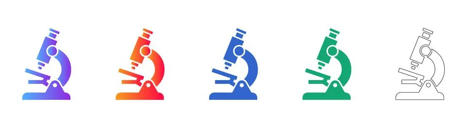 Scientific Microscope Laboratory Icons Set Stock Illustration