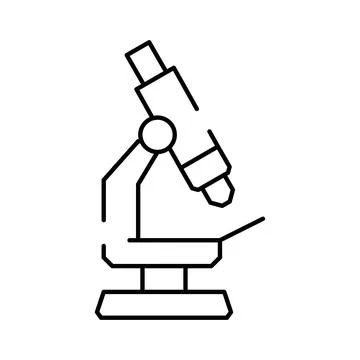 Scientific microscope line art icon for research activities Stock Illustration