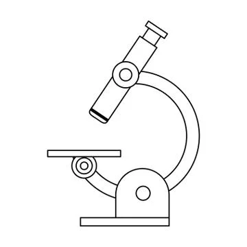 Scientific microscope tool black and white Ilustração Stock