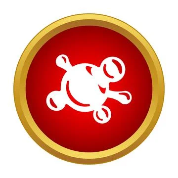 Scientific molecule structure icon on red circle background 库存插图