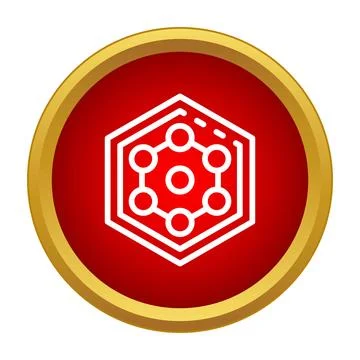 Scientific molecule structure in a red and gold icon Stockillustratie