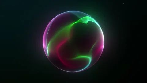 Scientific multicolor neon light sphere. Vibrant pink and green flowing wav.. Video stock 329783545