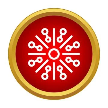Scientific network molecule connecting dots in red button Illustrazione stock