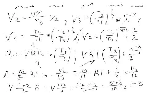 Scientific physical formulas and calculations. educational background hand-drawn Stock Illustration