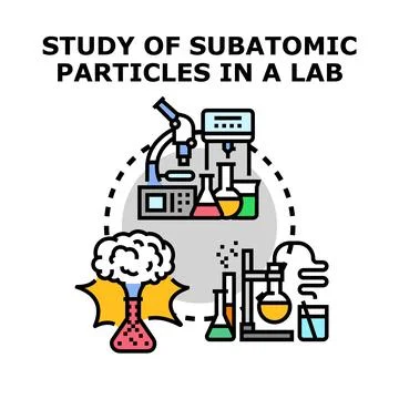 Scientific process studying subatomic particles in a laboratory Stock Illustration