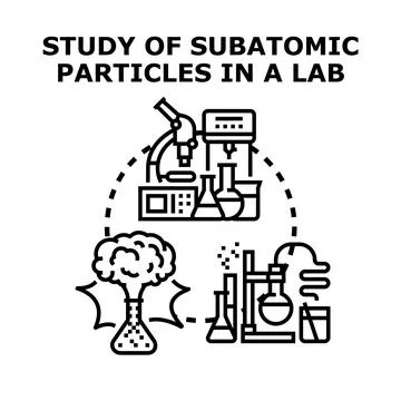 Scientific process studying subatomic particles in a laboratory Stockillustratie