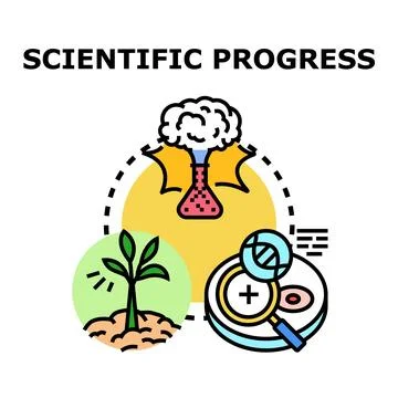 Scientific progress concept exploring research and development stages Stock Illustration