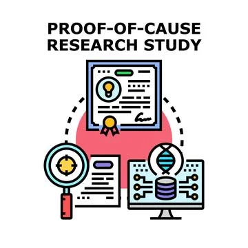 Scientific proof of cause research study concept Stock Illustration