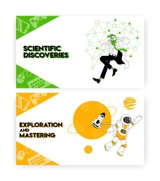 Scientific research and outer space exploration concept illustration. Crazy Illustrazione stock