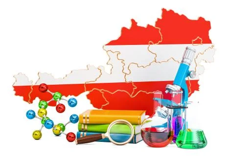 Scientific research in Austria concept, 3D rendering Stock Photos