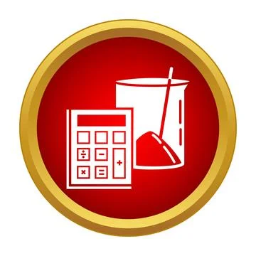 Scientific research calculation with beaker and calculator icon Stock Illustration