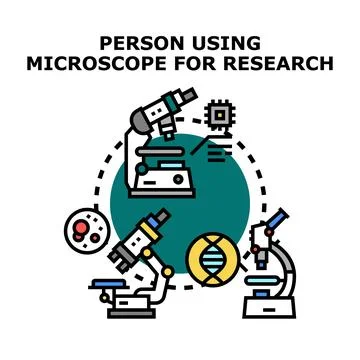 Scientific research concept with microscopes and dna structure Stock Illustration