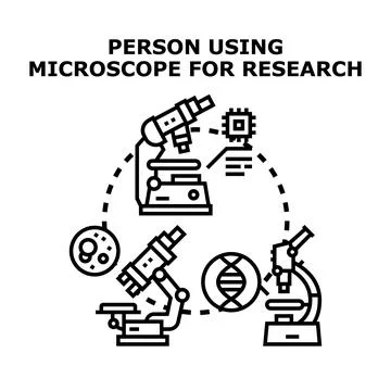 Scientific research concept with microscopes and dna structure Stock Illustration