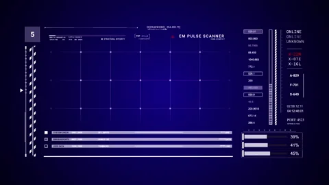 Scientific Research Data Interface Futuristic HUD Sci Fi 2D texture. Blue Stock-Footage 337557582