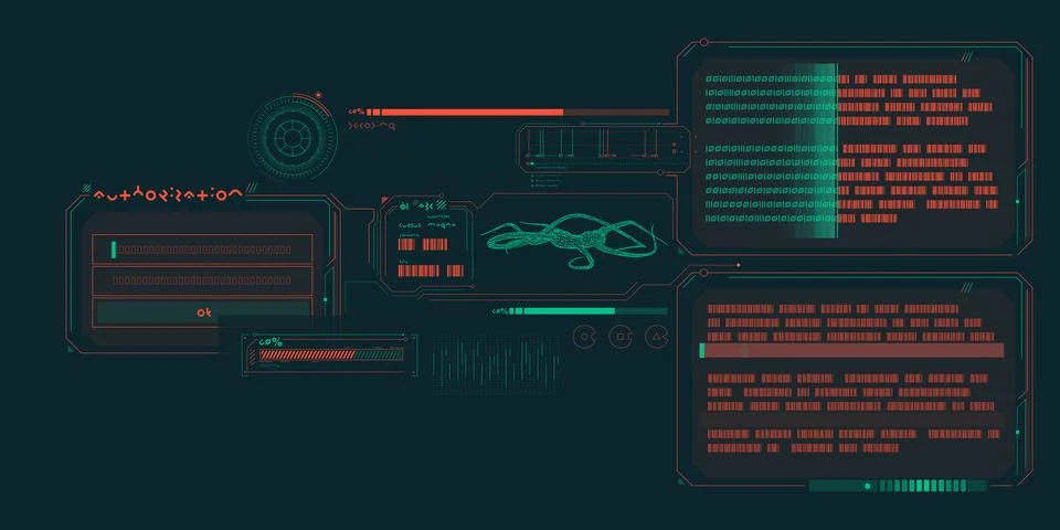 Scientific research data processing interface. Stock Illustration