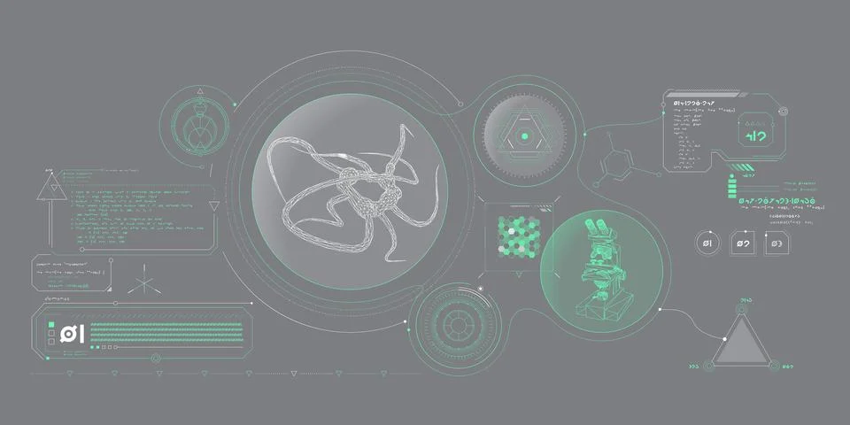 Scientific research data processing interface. Stock Illustration