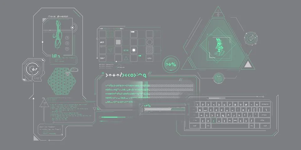 Scientific research data processing interface. Stock Illustration