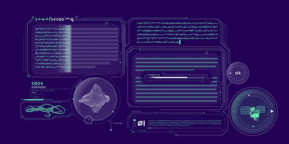 Scientific research data processing interface. Stock Illustration