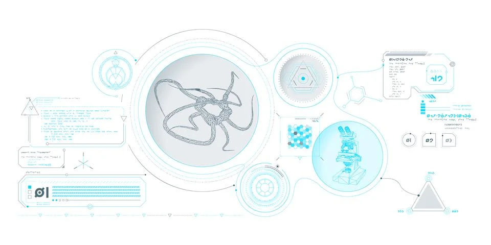 Scientific research data processing interface. Stock Illustration