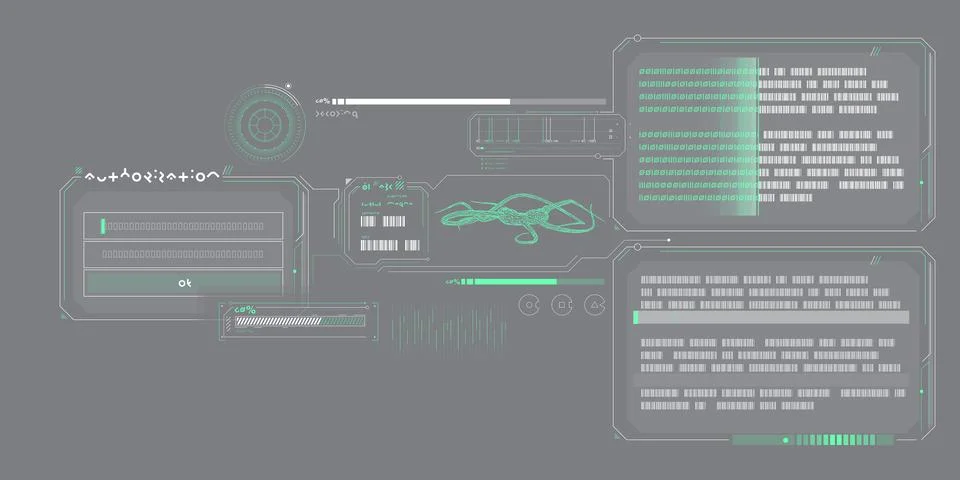 Scientific research data processing interface. Illustrazione stock