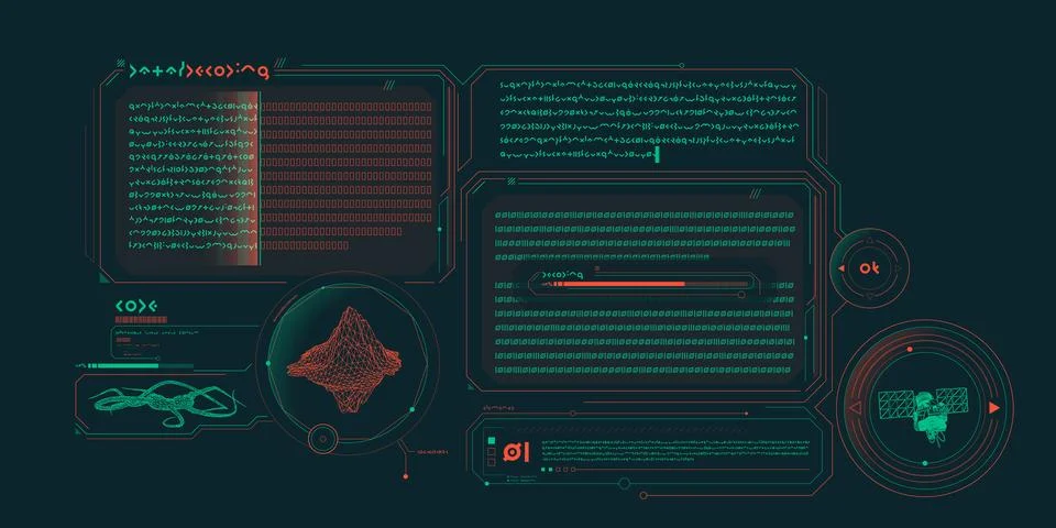 Scientific research data processing interface. Stock Illustration