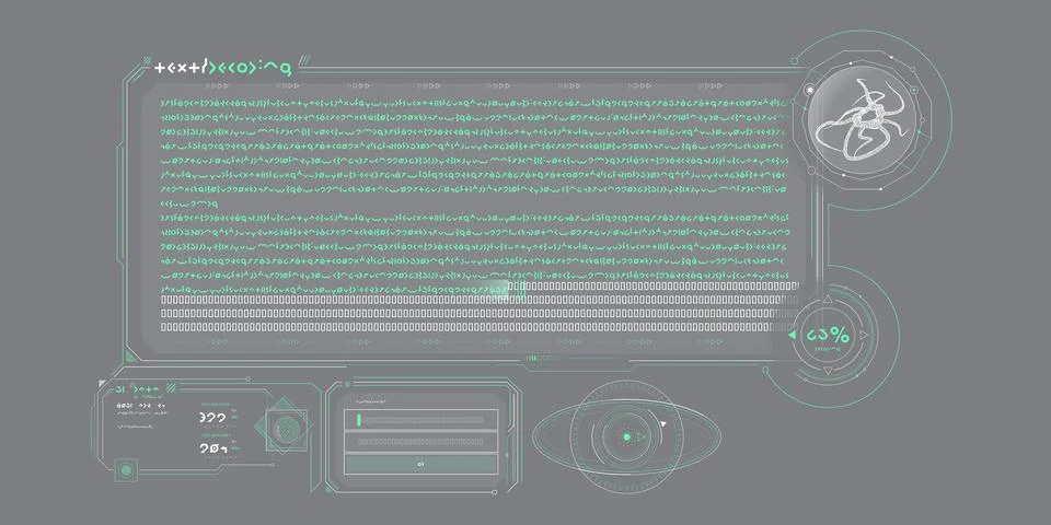 Scientific research data processing interface. Illustrazione stock