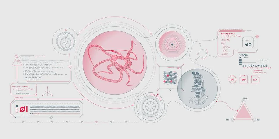 Scientific research data processing interface. Stock Illustration