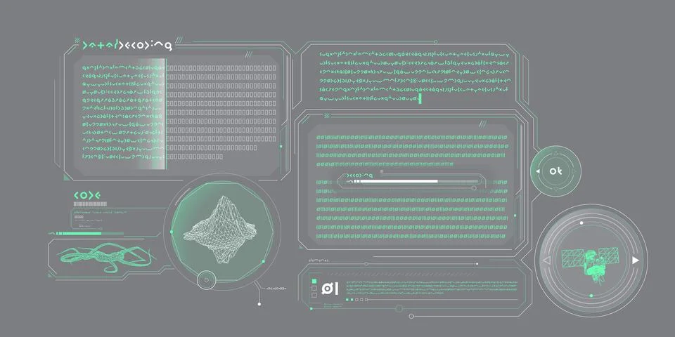 Scientific research data processing interface. Illustrazione stock