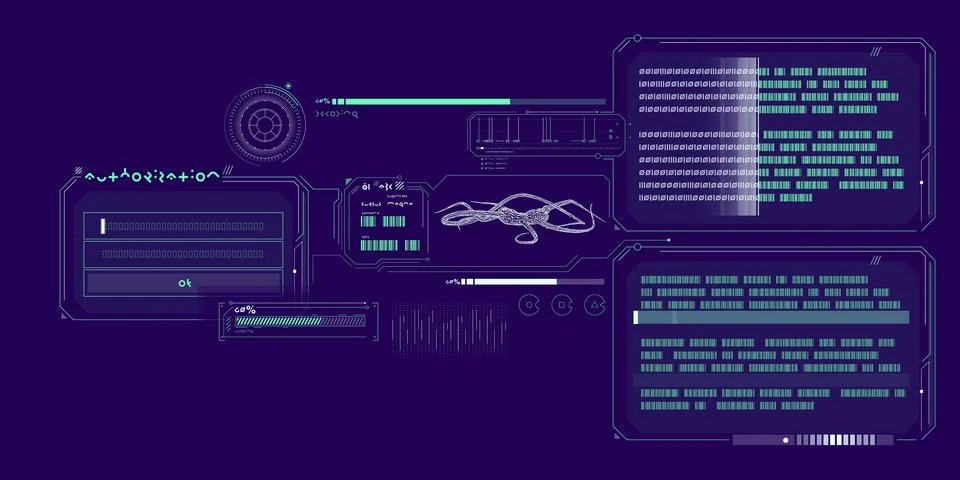 Scientific research data processing interface. Stock Illustration