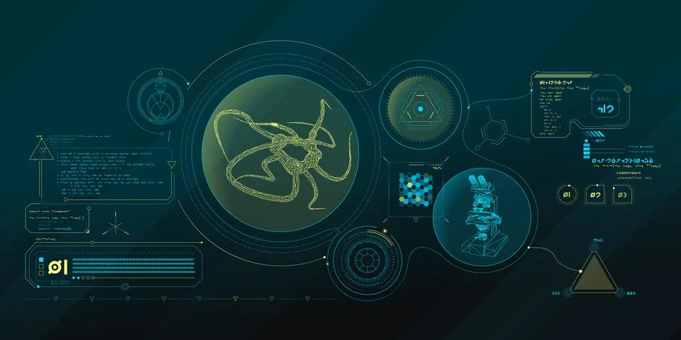 Scientific research data processing interface. Stock Illustration