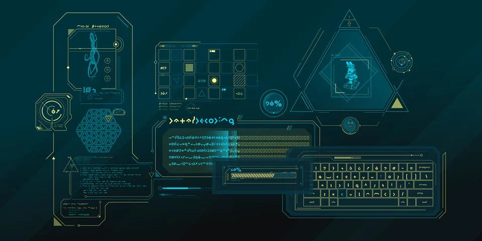 Scientific research data processing interface. Stock Illustration