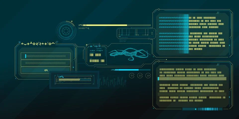Scientific research data processing interface. Stock Illustration