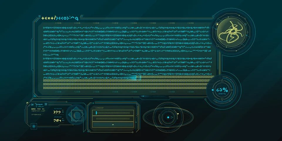 Scientific research data processing interface. Stock Illustration