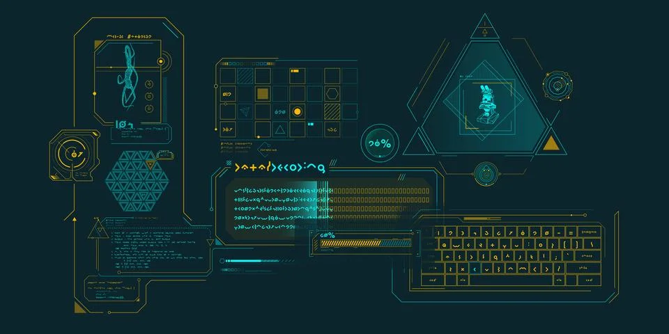 Scientific research data processing interface. Stock Illustration