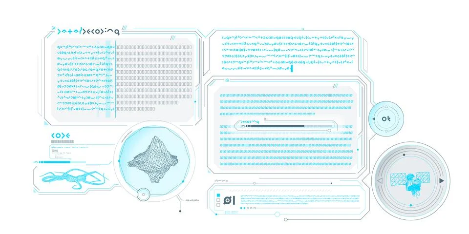 Scientific research data processing interface. Stock Illustration
