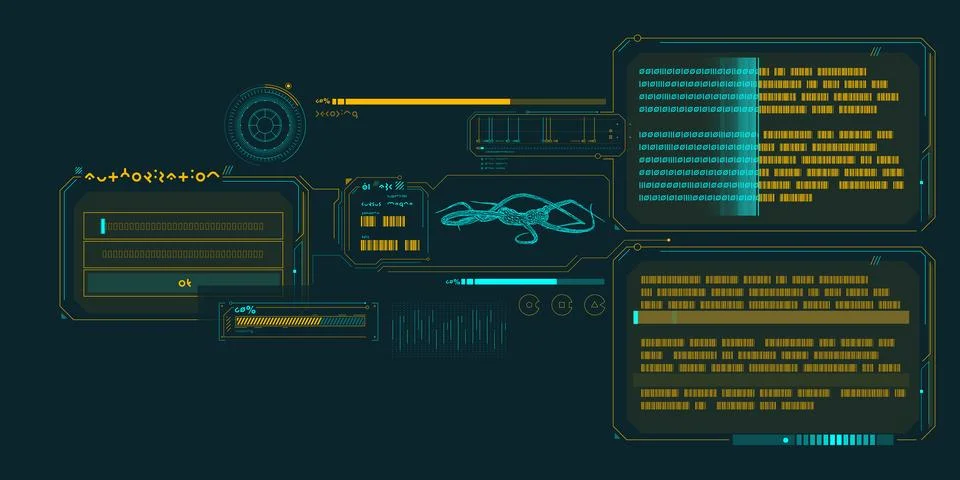 Scientific research data processing interface. Stock Illustration