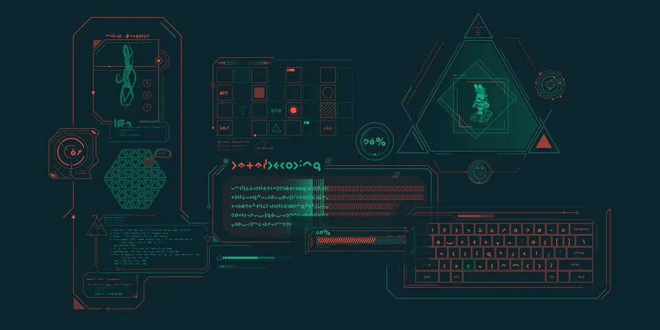 Scientific research data processing interface. Illustrazione stock