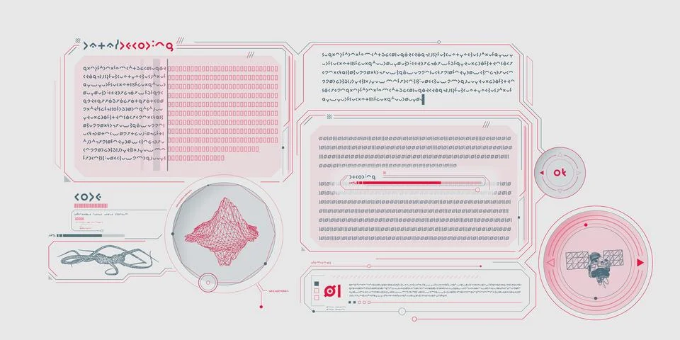 Scientific research data processing interface. Illustrazione stock