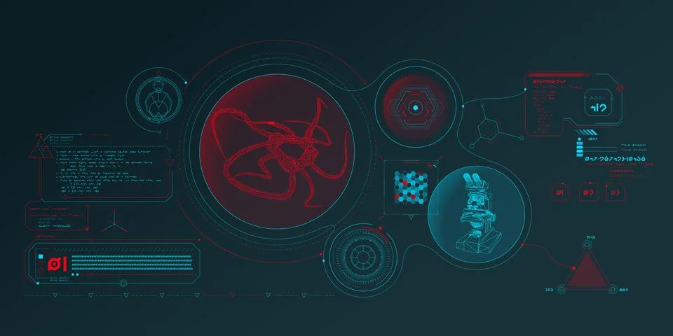 Scientific research data processing interface. Stock Illustration