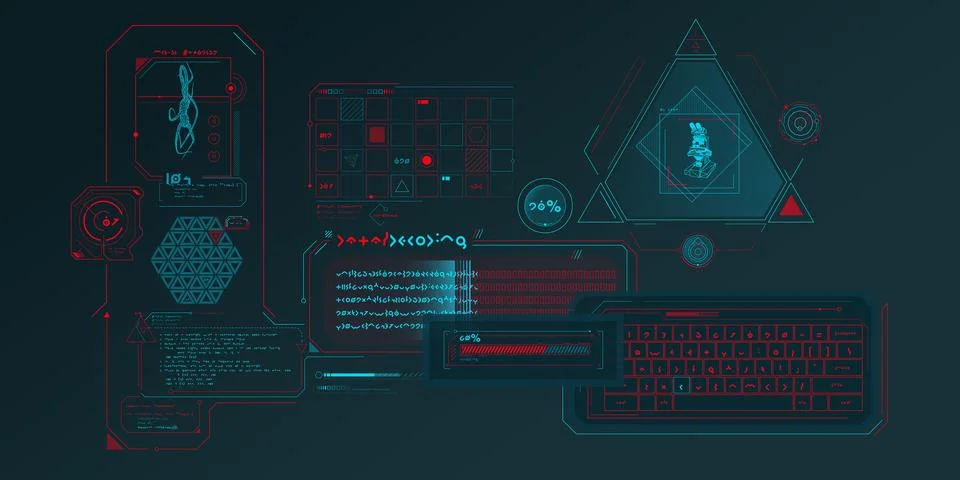 Scientific research data processing interface. Illustrazione stock