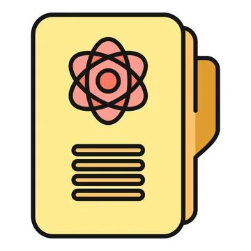 Scientific research folder icon with atom symbol Ilustración de archivo