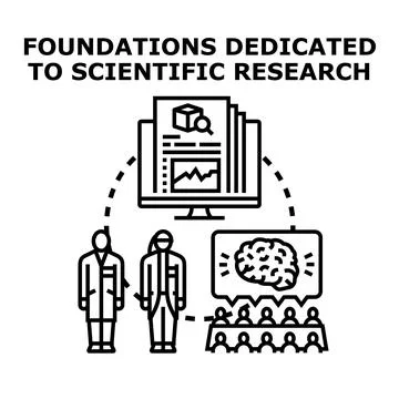 Scientific research foundation supporting brain and data study Stock Illustration