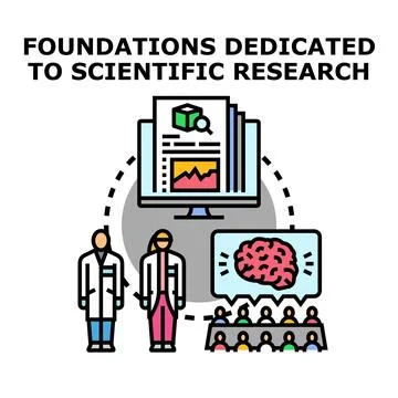 Scientific research foundation supporting brain and data study Stock Illustration