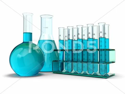 Scientific research. glass test tubes with reagent Stock Illustration