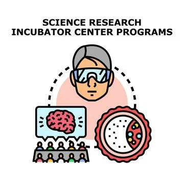 Scientific research incubator center programs and projects Illustrazione stock