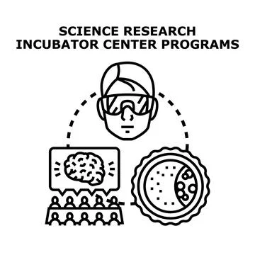 Scientific research incubator center programs and projects Stock-Illustration