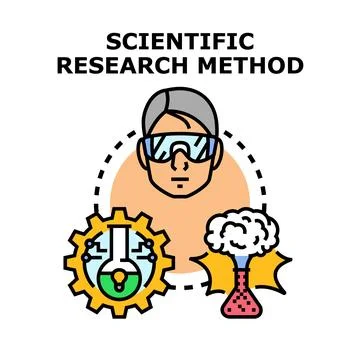 Scientific research method analyzing data and generating ideas Stock Illustration