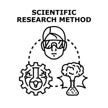 Scientific research method analyzing data and generating ideas Stock Illustration