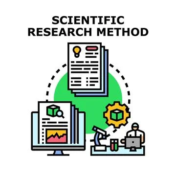 Scientific research method developing new knowledge and solutions Stock Illustration